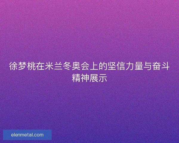 徐梦桃在米兰冬奥会上的坚信力量与奋斗精神展示
