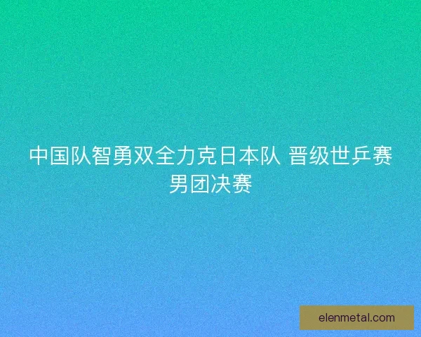 中国队智勇双全力克日本队 晋级世乒赛男团决赛