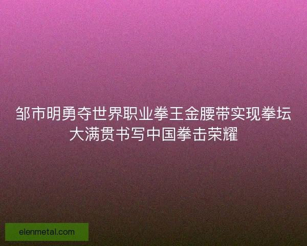 邹市明勇夺世界职业拳王金腰带实现拳坛大满贯书写中国拳击荣耀 邹市明勇夺世界职业拳王金腰带实现拳坛大满贯书写中国拳击荣耀